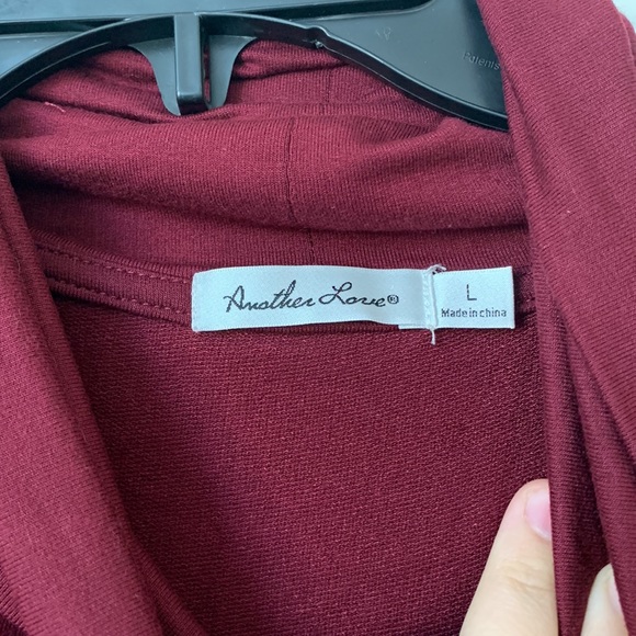 NWT Another Love Burgundy Funnel Neck High Low Hem Tunic - Picture 6 of 7
